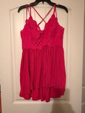 Zenana Outfitters Lace Tank Top in Hot Pink